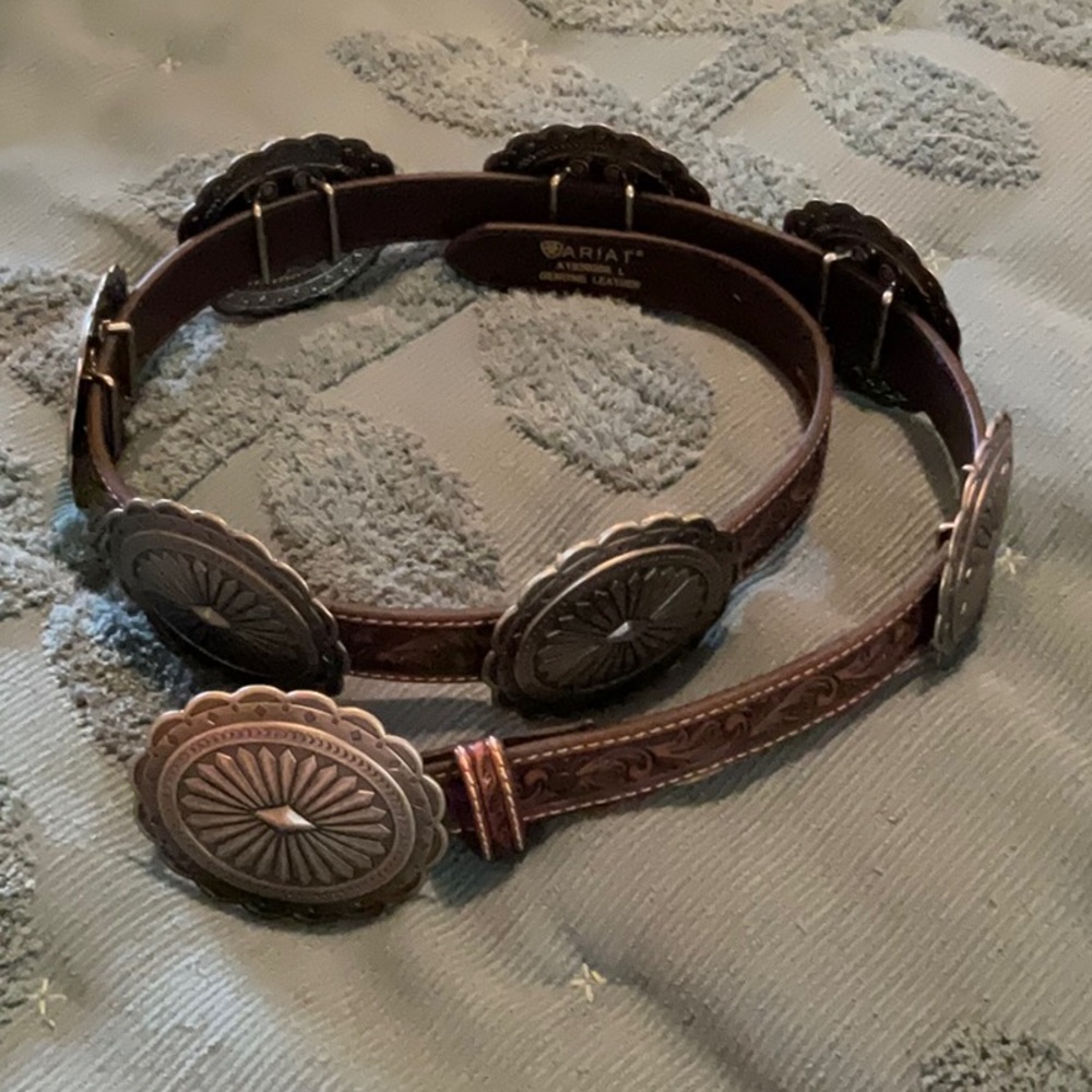 Ariat Brown Leather Belt with Metal Accents